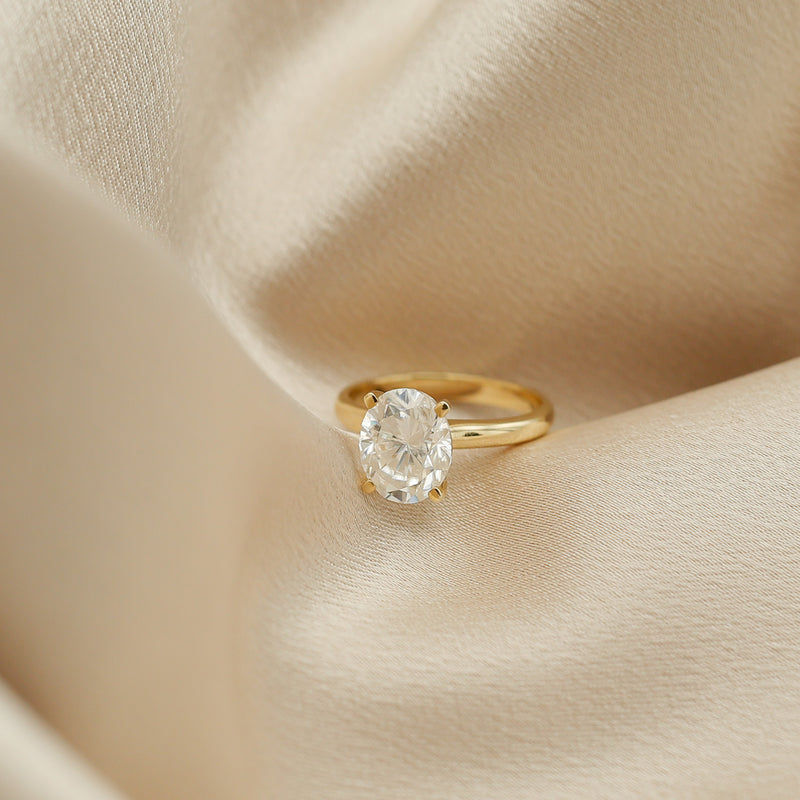 Solitaire Ring with 3.0 CT Oval Cut Moissanite