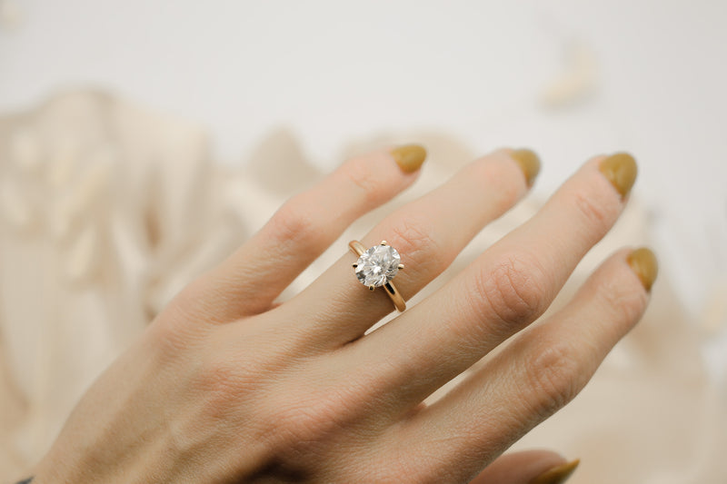 Solitaire Ring with 3.0 CT Oval Cut Moissanite