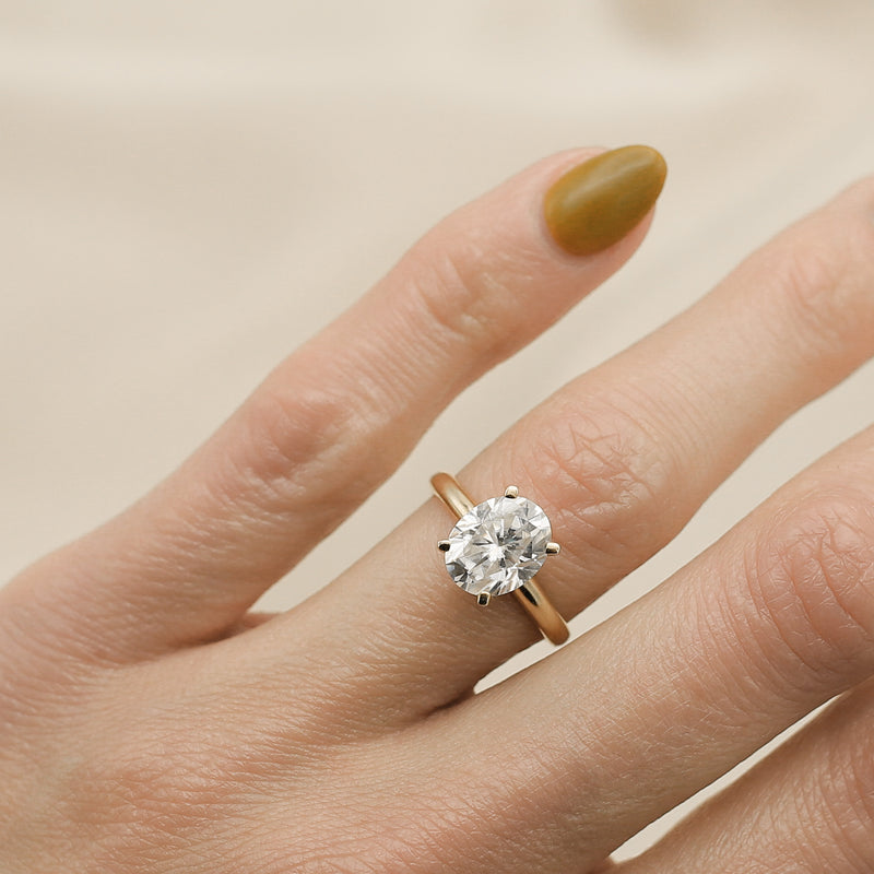 Solitaire Ring with 3.0 CT Oval Cut Moissanite
