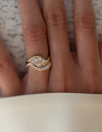 1.0 CT- 2.0 CT Marquise Cut Lab Grown Diamond Solitaire Setting Bridal Set