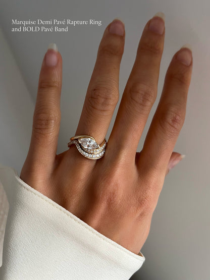 1.0 - 2.0 CT Marquise Cut Lab Grown Diamond Pavé Unique Setting Engagement Ring