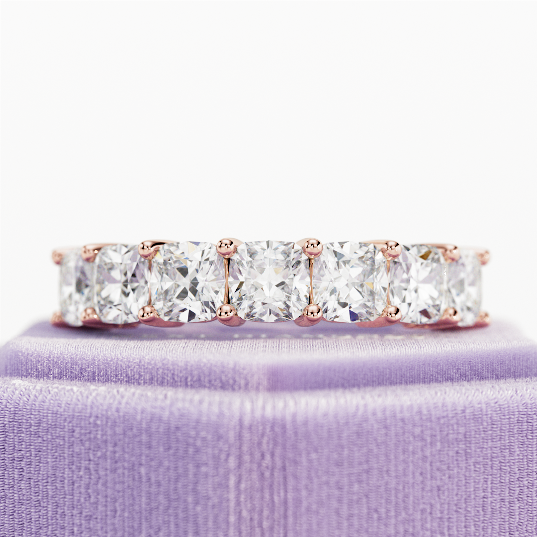 2.10 TCW Cushion Half Eternity Lab Grown Diamond Wedding Band