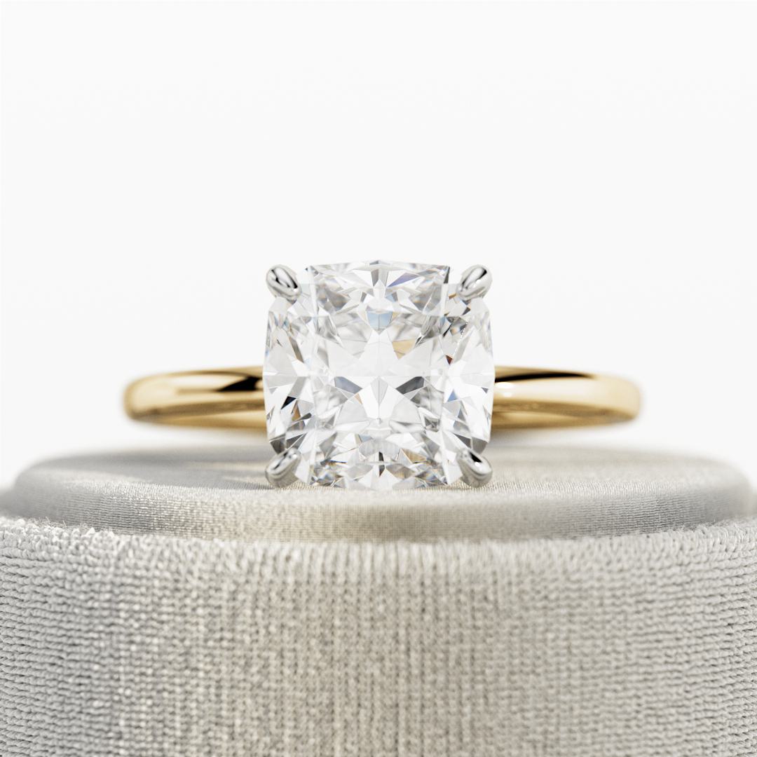 1.0-3.0 CT Cushion Lab Grown Diamond Solitaire Setting Engagement Ring