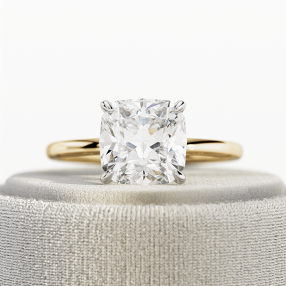 1.0-3.0 CT Cushion Lab Grown Diamond Solitaire Setting Engagement Ring