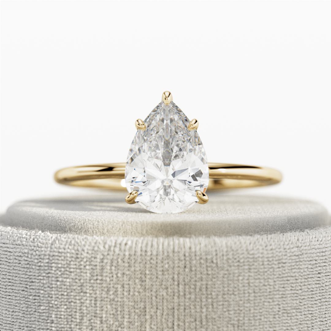 1.0-3.0 CT Pear Cut Lab Grown Diamond solitaire Engagement Ring
