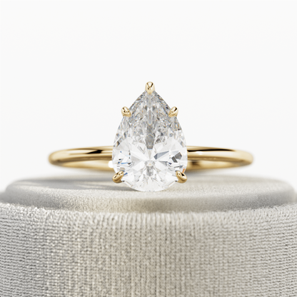 1.0-3.0 CT Pear Cut Lab Grown Diamond solitaire Engagement Ring