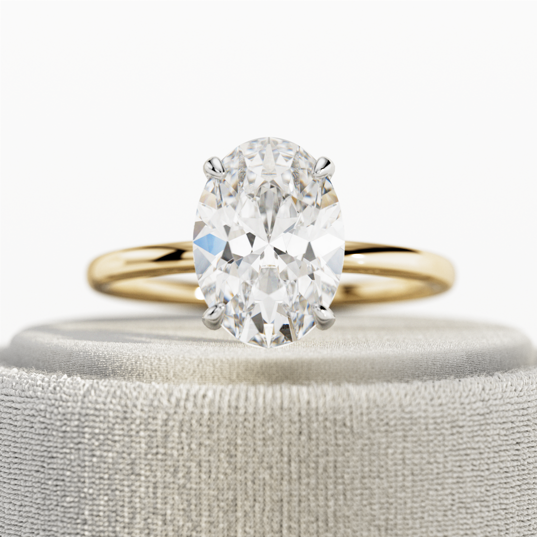 1.0-3.0 CT Oval cut Lab Grown Diamond Solitaire Engagement Ring