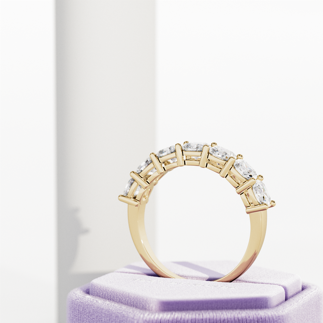 2.10 TCW Cushion Half Eternity Lab Grown Diamond Wedding Band