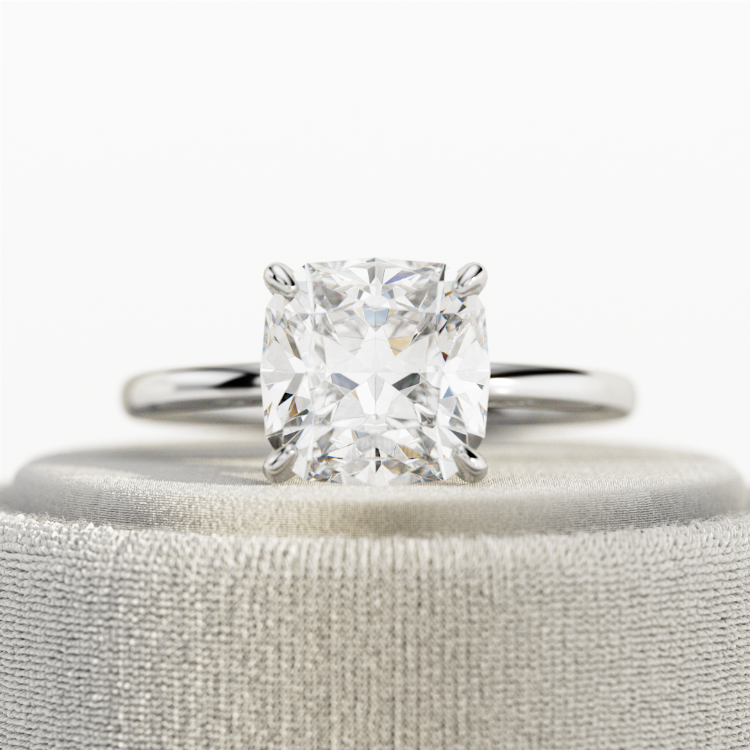 1.0-3.0 CT Cushion Lab Grown Diamond Solitaire Setting Engagement Ring