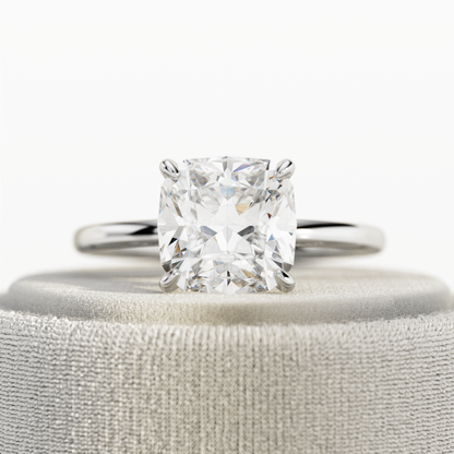 1.0-3.0 CT Cushion Lab Grown Diamond Solitaire Setting Engagement Ring