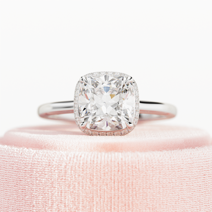 1.0-3.0 CT Cushion Lab Grown Diamond double-edge halo Setting Engagement Ring