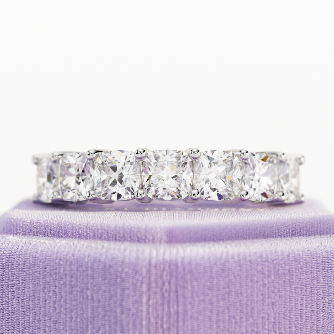 2.10 TCW Cushion Half Eternity Lab Grown Diamond Wedding Band