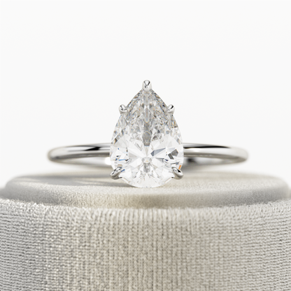 1.0-3.0 CT Pear Cut Lab Grown Diamond solitaire Engagement Ring