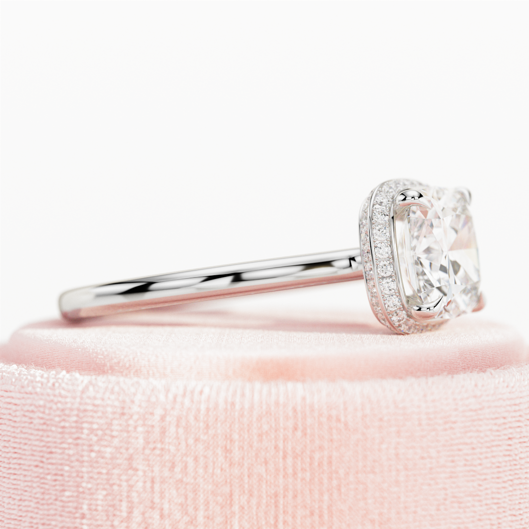 1.0-3.0 CT Cushion Lab Grown Diamond double-edge halo Setting Engagement Ring