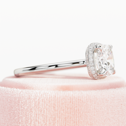 1.0-3.0 CT Cushion Lab Grown Diamond double-edge halo Setting Engagement Ring