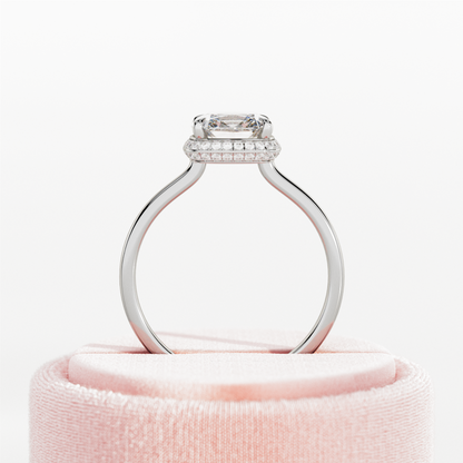 1.0-3.0 CT Cushion Lab Grown Diamond double-edge halo Setting Engagement Ring