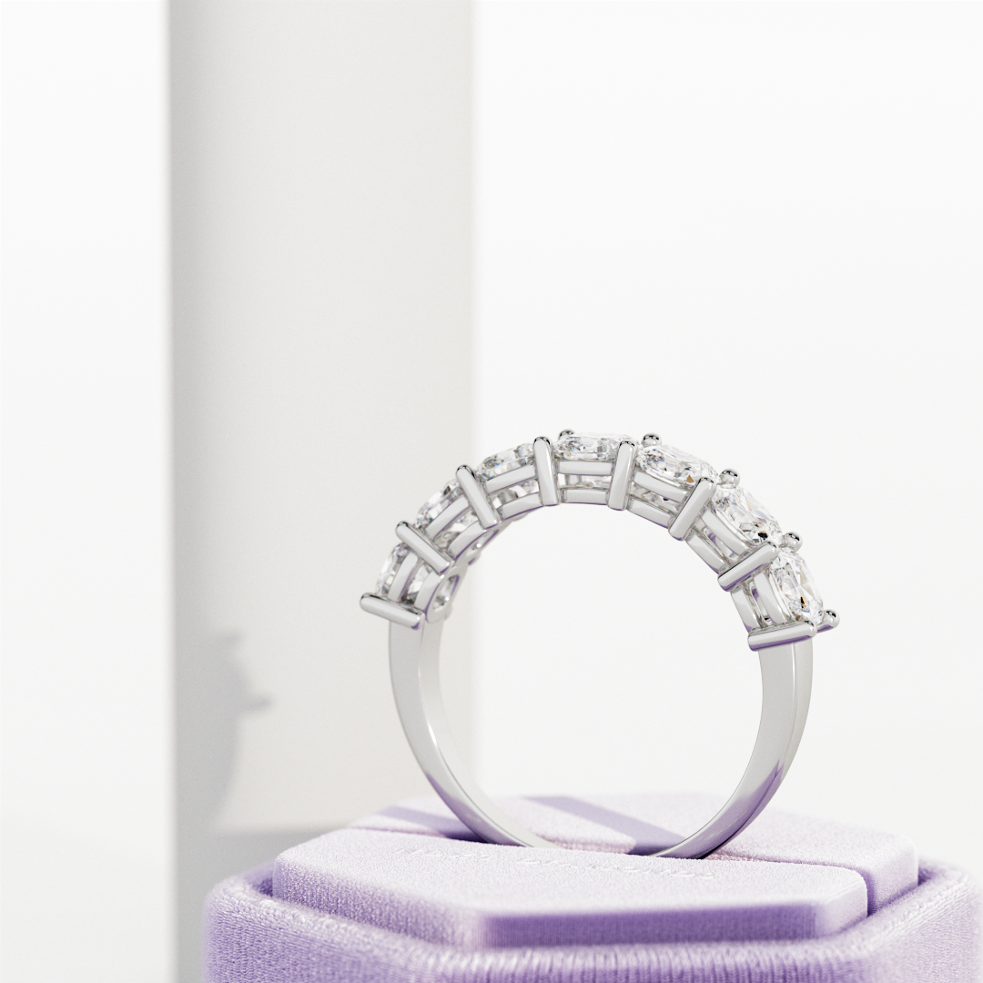 2.10 TCW Cushion Half Eternity Lab Grown Diamond Wedding Band