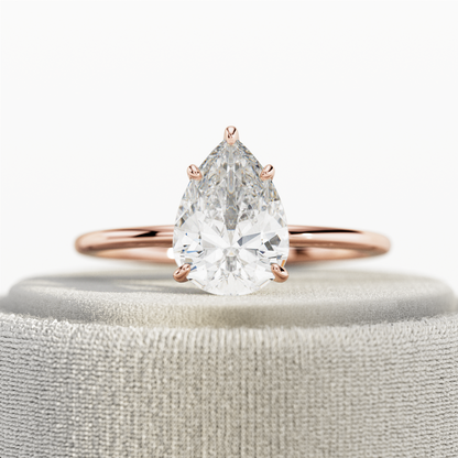 1.0-3.0 CT Pear Cut Lab Grown Diamond solitaire Engagement Ring