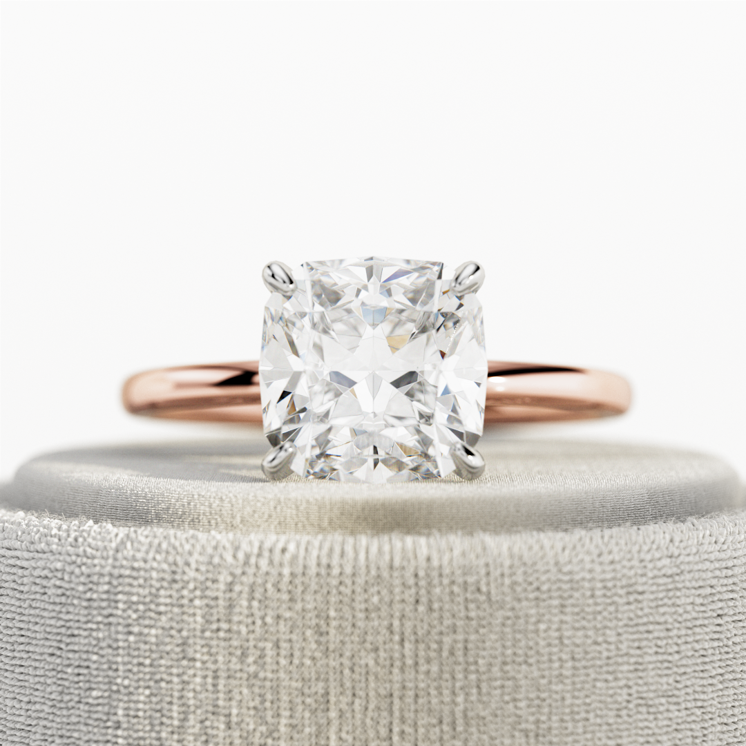 1.0-3.0 CT Cushion Lab Grown Diamond Solitaire Setting Engagement Ring