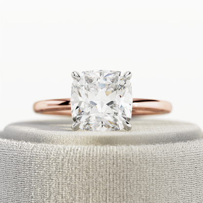 1.0-3.0 CT Cushion Lab Grown Diamond Solitaire Setting Engagement Ring