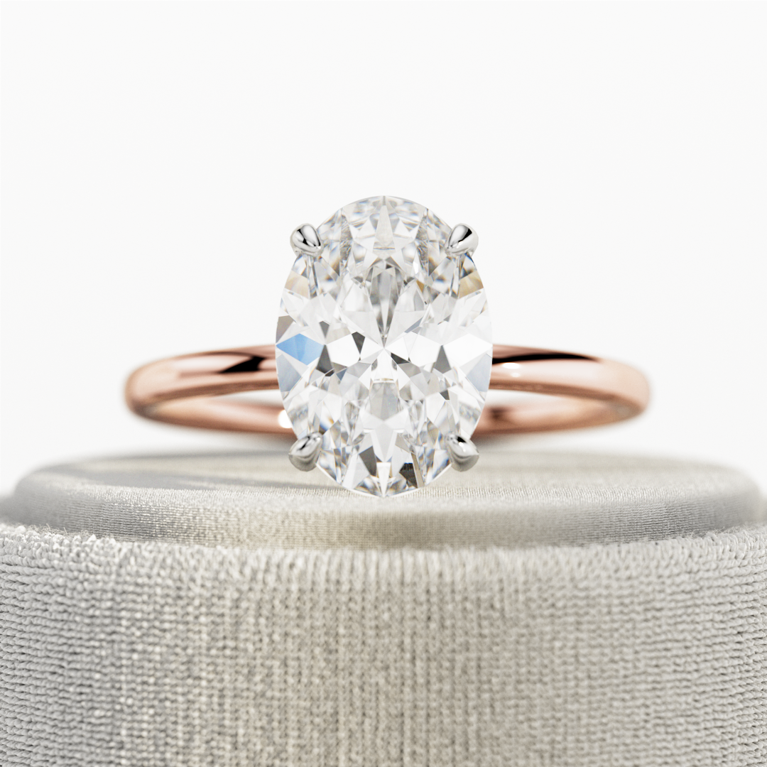 1.0-3.0 CT Oval cut Lab Grown Diamond Solitaire Engagement Ring
