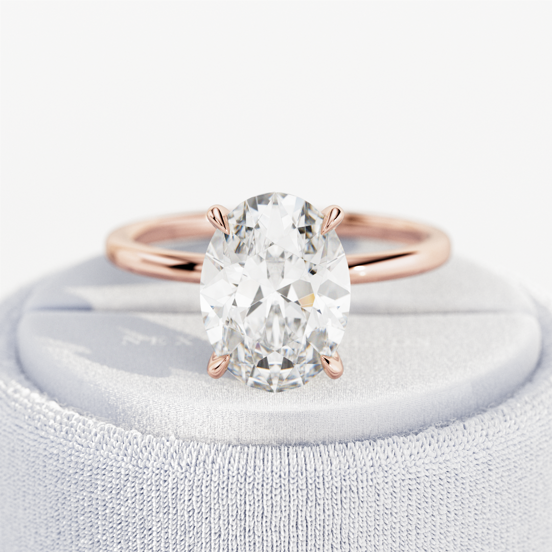 1.0-3.0 CT Oval cut Lab Grown Diamond Solitaire Engagement Ring