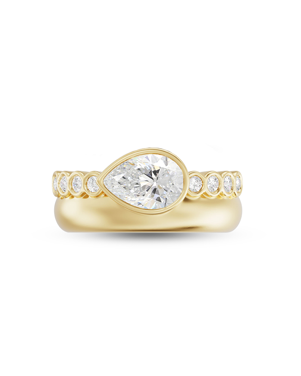 Nadine- Pear Attach Double Band Style Lab Grown Diamond Engagement Ring