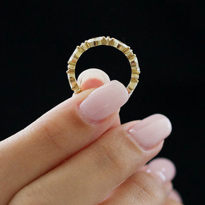 0.50 TCW Marquise And Round Cut Alternative Moissanite Wedding Band - crownmoissanite
