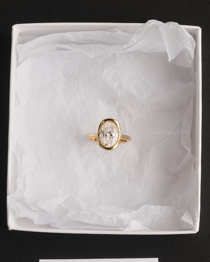 Vivienne- Oval Bezel Solitaire Style Lab Grown Diamond Engagement Ring