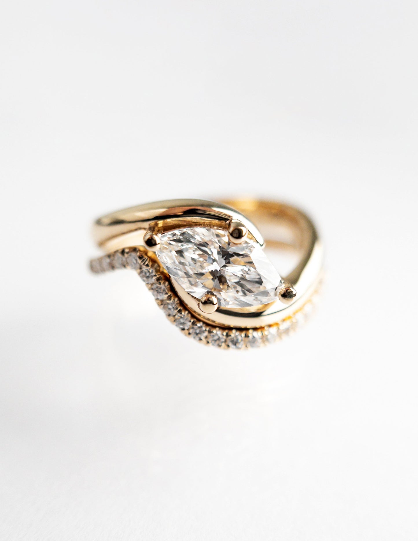 1.0 CT - 2.0 CT  Marquise Cut Lab Grown Diamond Solitaire Setting Bridal Set