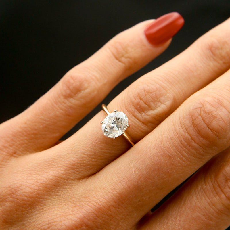 Solitaire Ring with 1.50 CT Oval Cut Moissanite