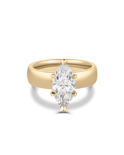 Simone- Marquise Solitaire Signet Style Lab Grown Diamond Engagement Ring