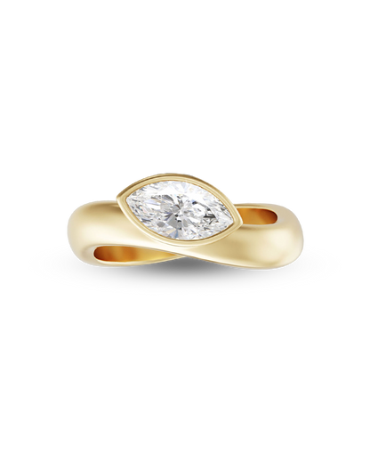 Blanche- Marquise Bezel Curved Style Lab Grown Diamond Engagement Ring