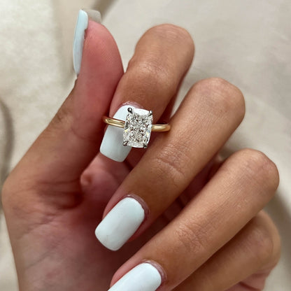 1.0-3.0 CT Elongated Cushion Lab Grown Diamond Solitaire Engagement Ring