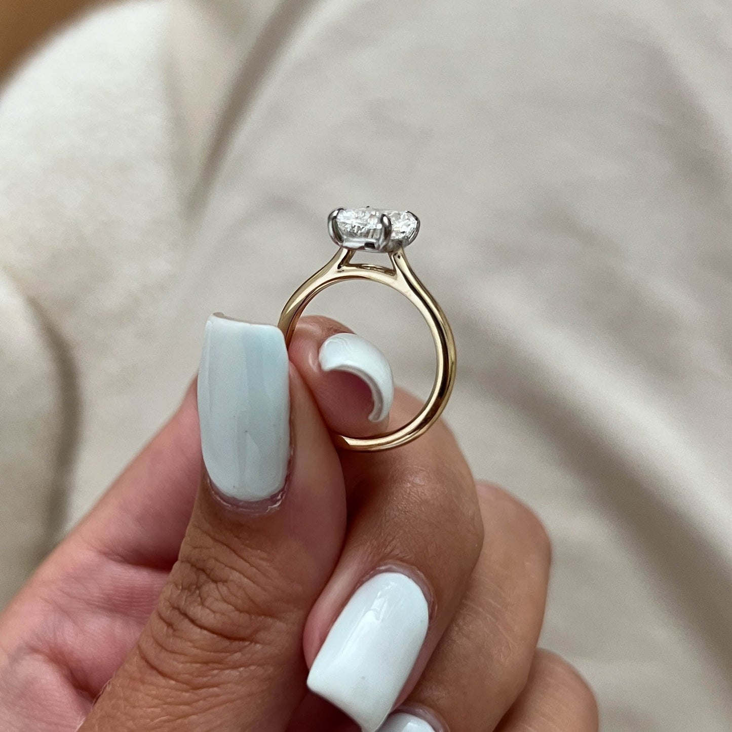 1.0-3.0 CT Elongated Cushion Lab Grown Diamond Solitaire Engagement Ring