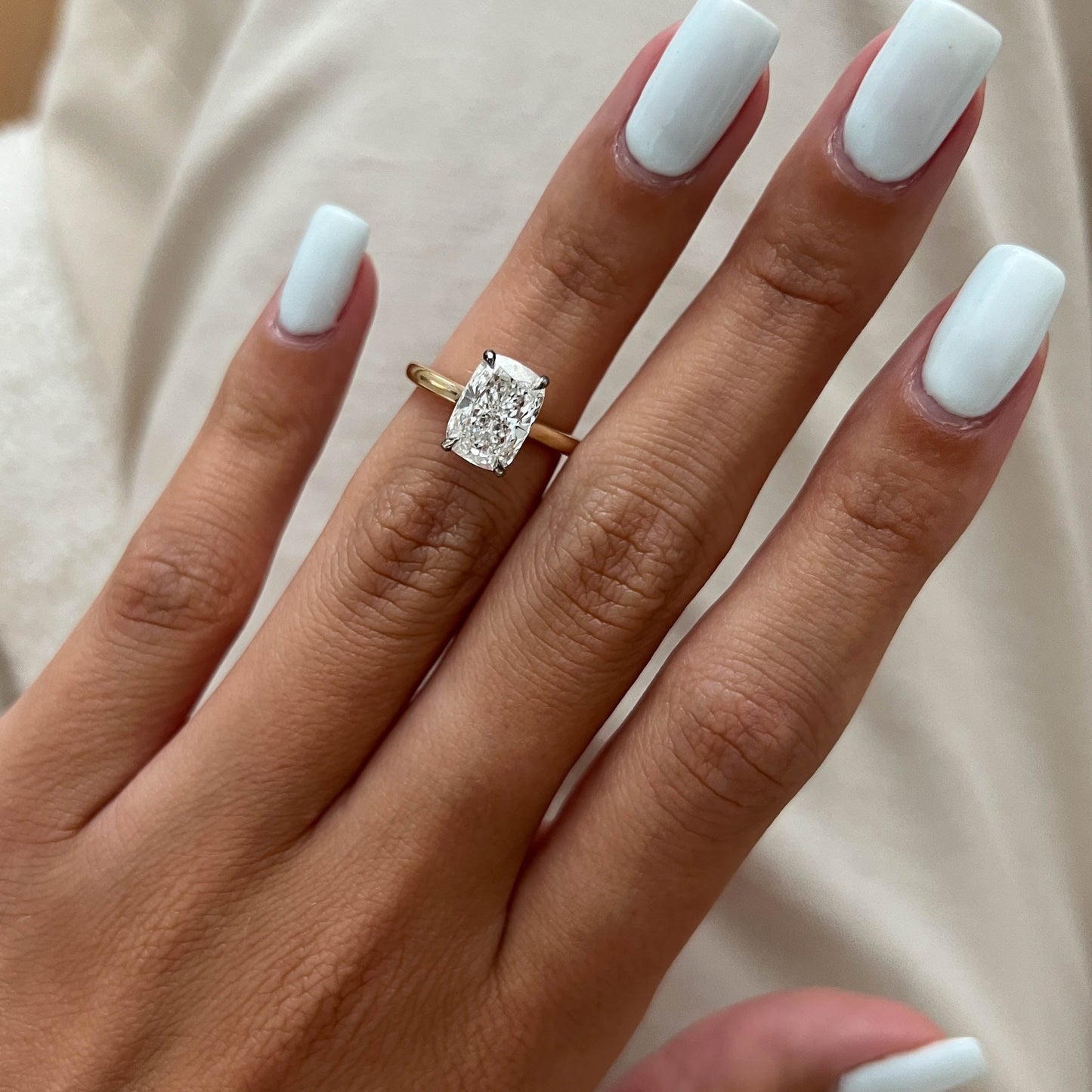 1.0-3.0 CT Elongated Cushion Lab Grown Diamond Solitaire Engagement Ring