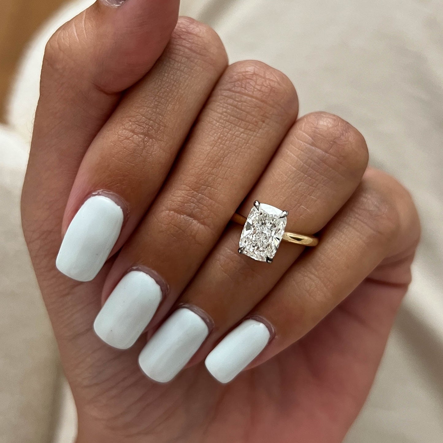 1.0-3.0 CT Elongated Cushion Lab Grown Diamond Solitaire Engagement Ring
