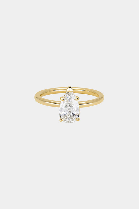 Solitaire Ring with 1.0 CT Pear Cut Moissanite