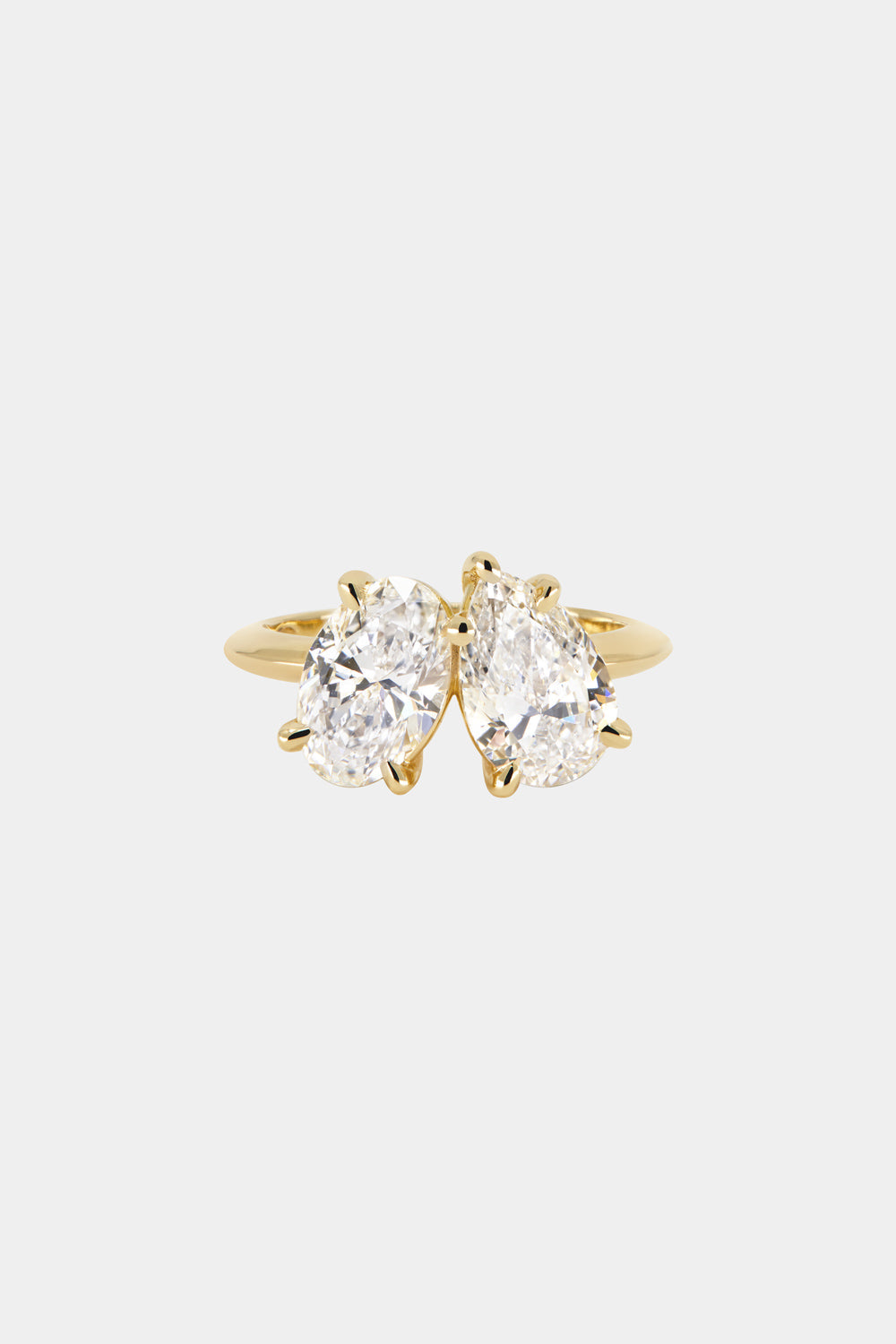 Two Stones Ring with 2.0 TCW Oval & Pear Cut Moissanite