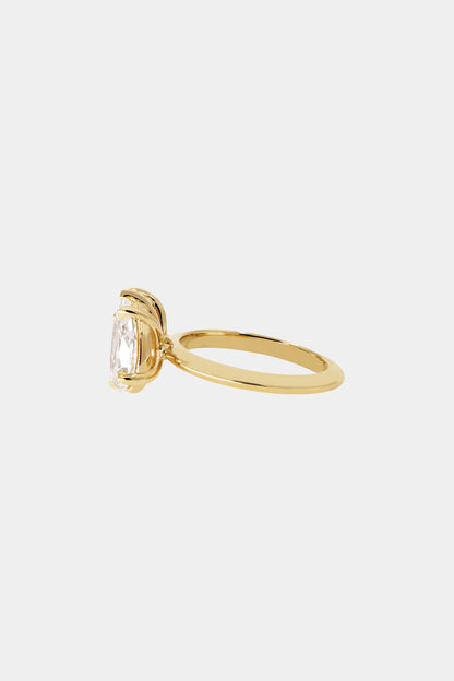 Two Stones Ring with 2.0 TCW Oval & Pear Cut Moissanite