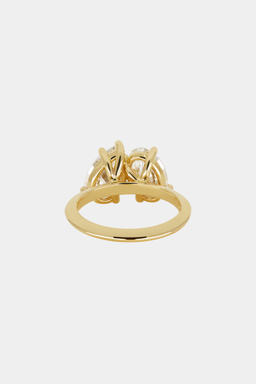Two Stones Ring with 2.0 TCW Oval & Pear Cut Moissanite