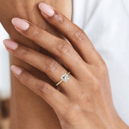 Pave Setting Ring with 2.0 CT Princess Moissanite