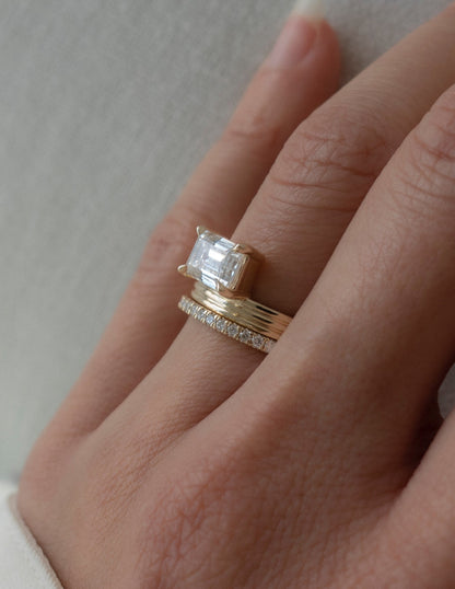 1.50 -2.50 CT Emerald Lab Grown Diamond Solitaire Style Bridal Bing Set