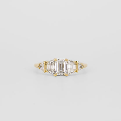 1.0-3.0 CT Emerald  Lab Grown Diamond Cluster Engagement ring