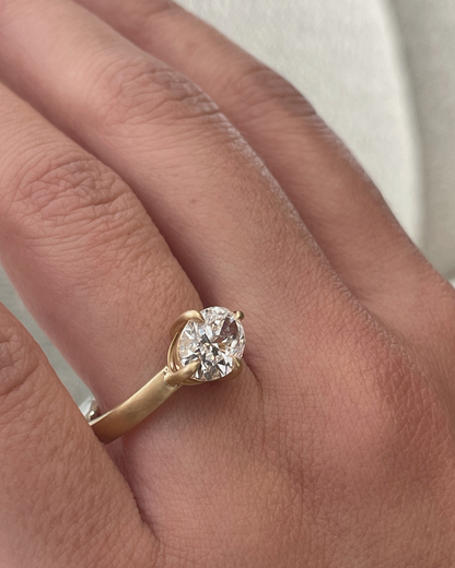 Solene- East West Oval Matt Finish Solitaire Signet Style Lab Grown Diamond Engagement Ring