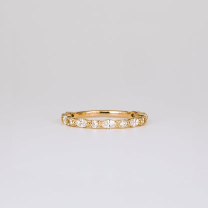 0.20 TCW Marquise & Round Lab Grown Diamond Half Eternity Wedding Band
