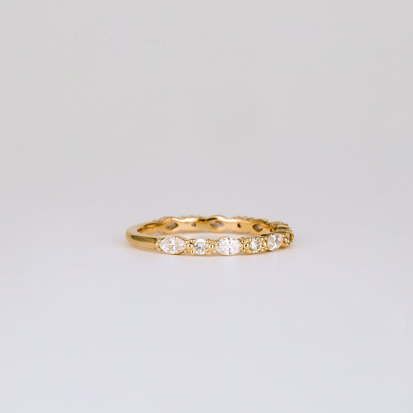 0.20 TCW Marquise & Round Lab Grown Diamond Half Eternity Wedding Band