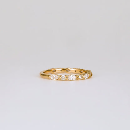 0.20 TCW Marquise & Round Lab Grown Diamond Half Eternity Wedding Band