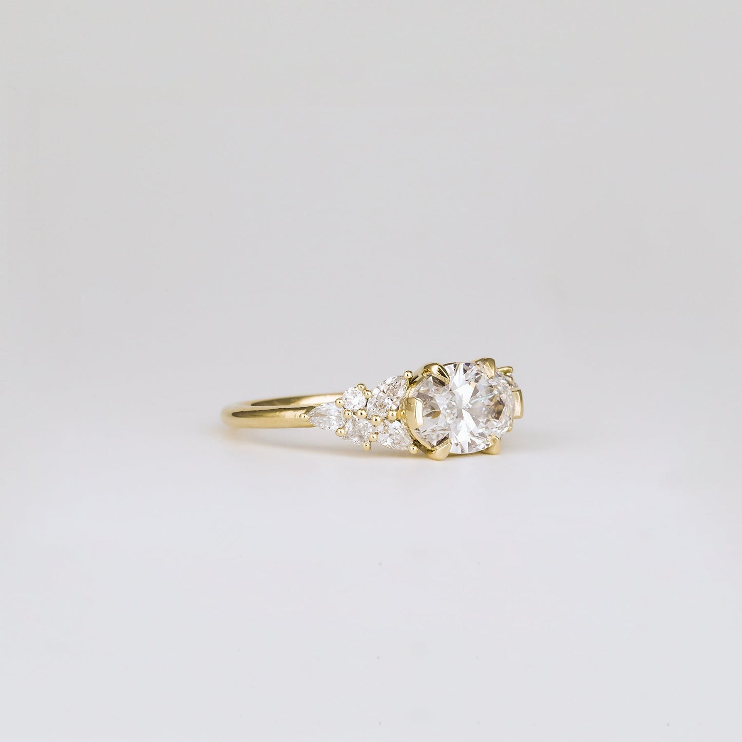 1.41-3.50 CT Oval  Lab Grown Diamond Cluster Engagement ring