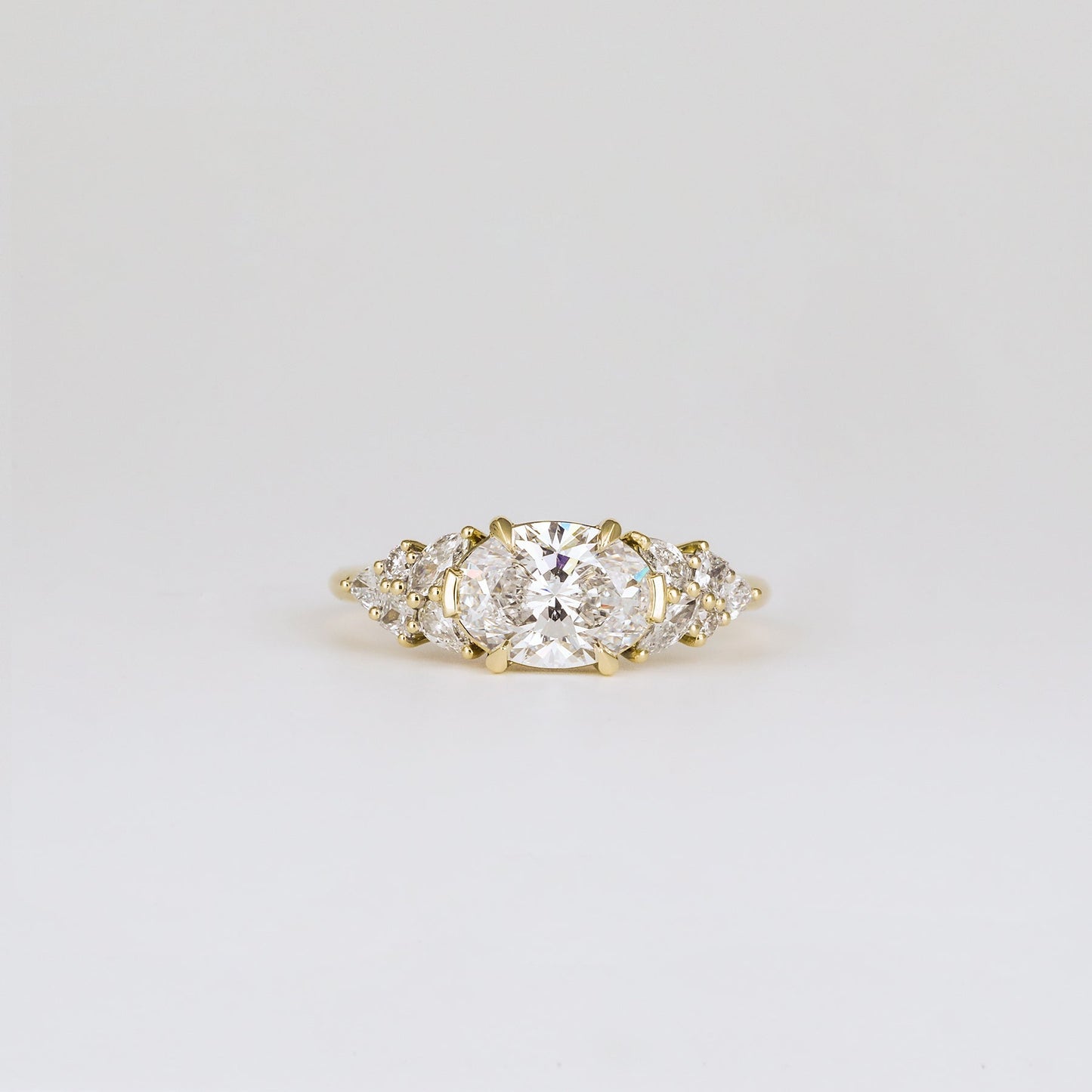 1.41-3.50 CT Oval  Lab Grown Diamond Cluster Engagement ring